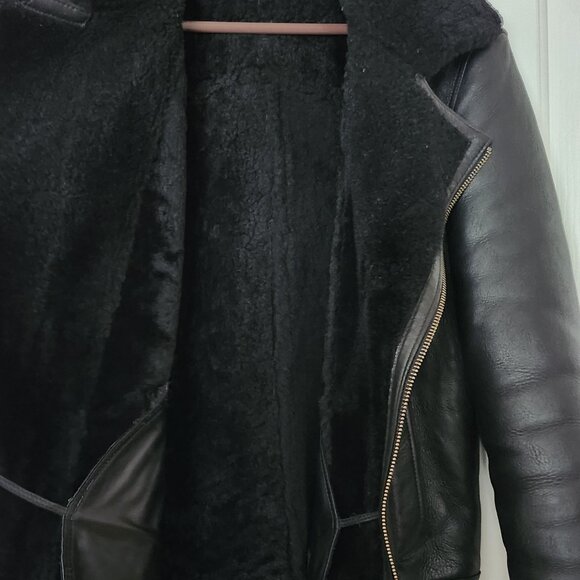 Sheepskin Shearling Aviator Leather Jacket - Picture 5 of 13